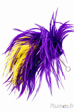 Pennacchio struzzo con anello - alt. 22-28 cm - melanzana-giallo